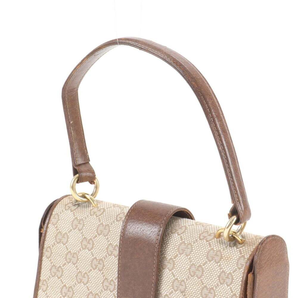 Vintage Old Gucci GG Canvas Leather Handbag Tote Bag - Beige Brown Women's - Picture 2 of 10